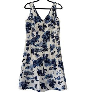 Chaps White & Blue Floral Dress